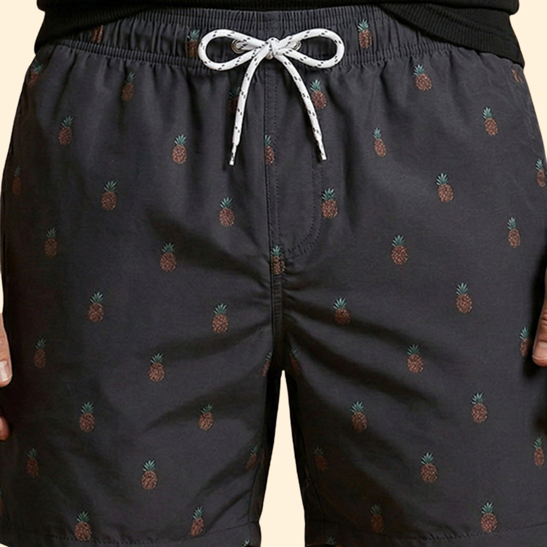 Men’s Printed Swim Shorts with Drawstring Waistband