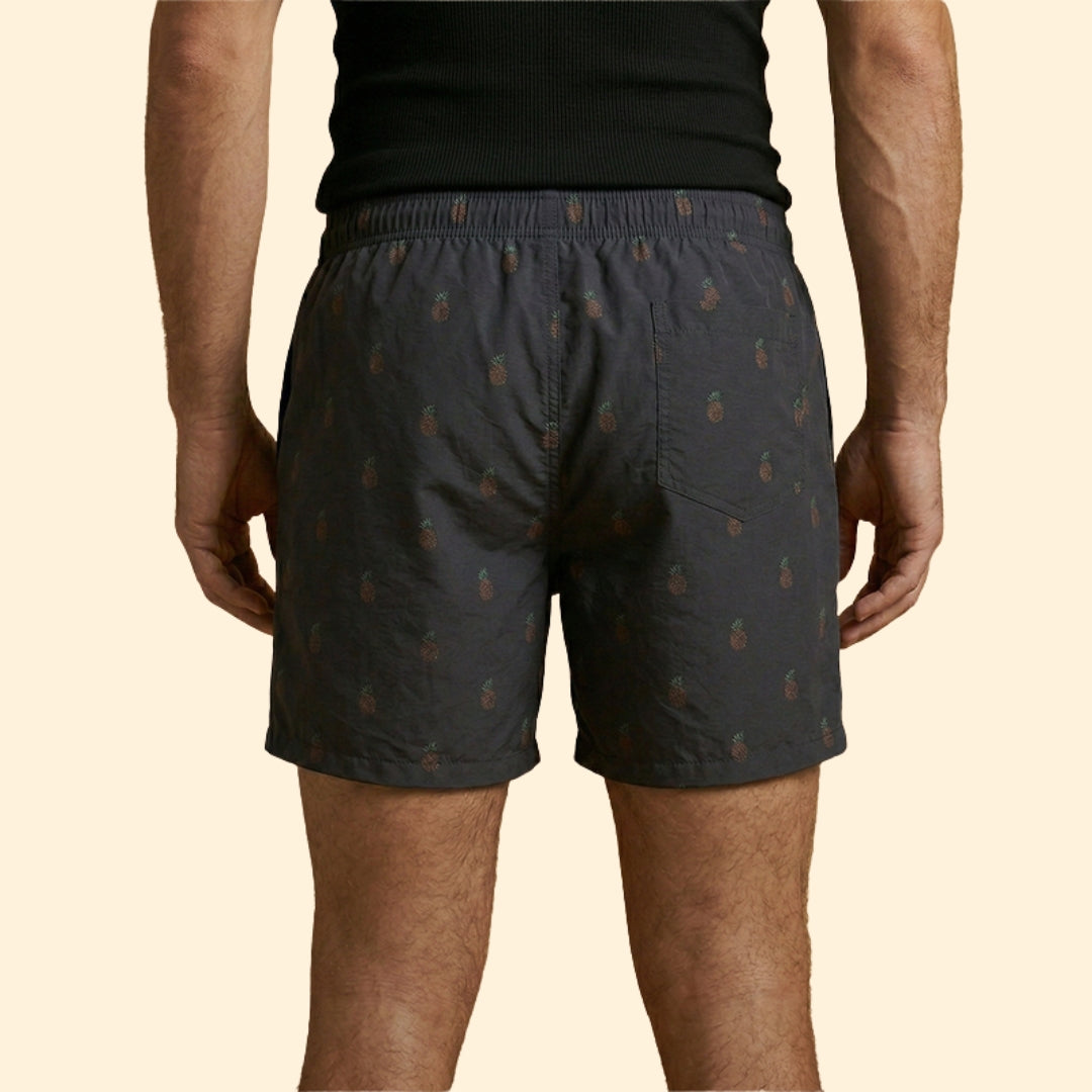 Men’s Printed Swim Shorts with Drawstring Waistband