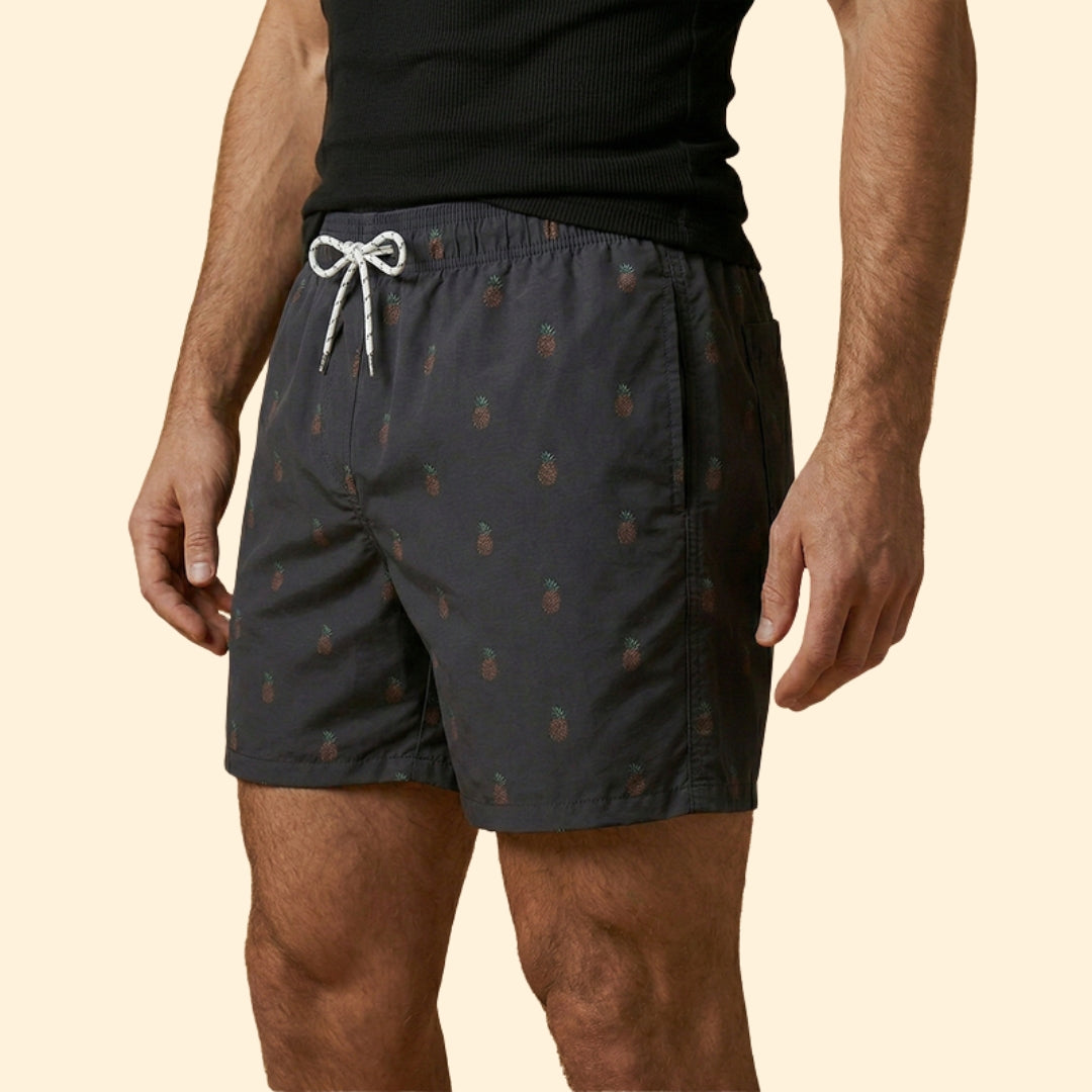 Men’s Printed Swim Shorts with Drawstring Waistband