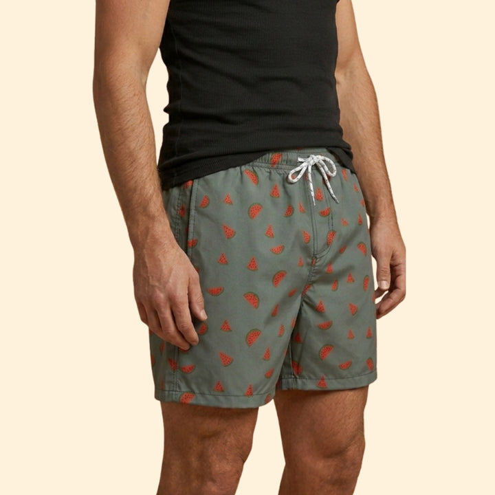 Men’s Printed Swim Shorts with Elastic Waistband