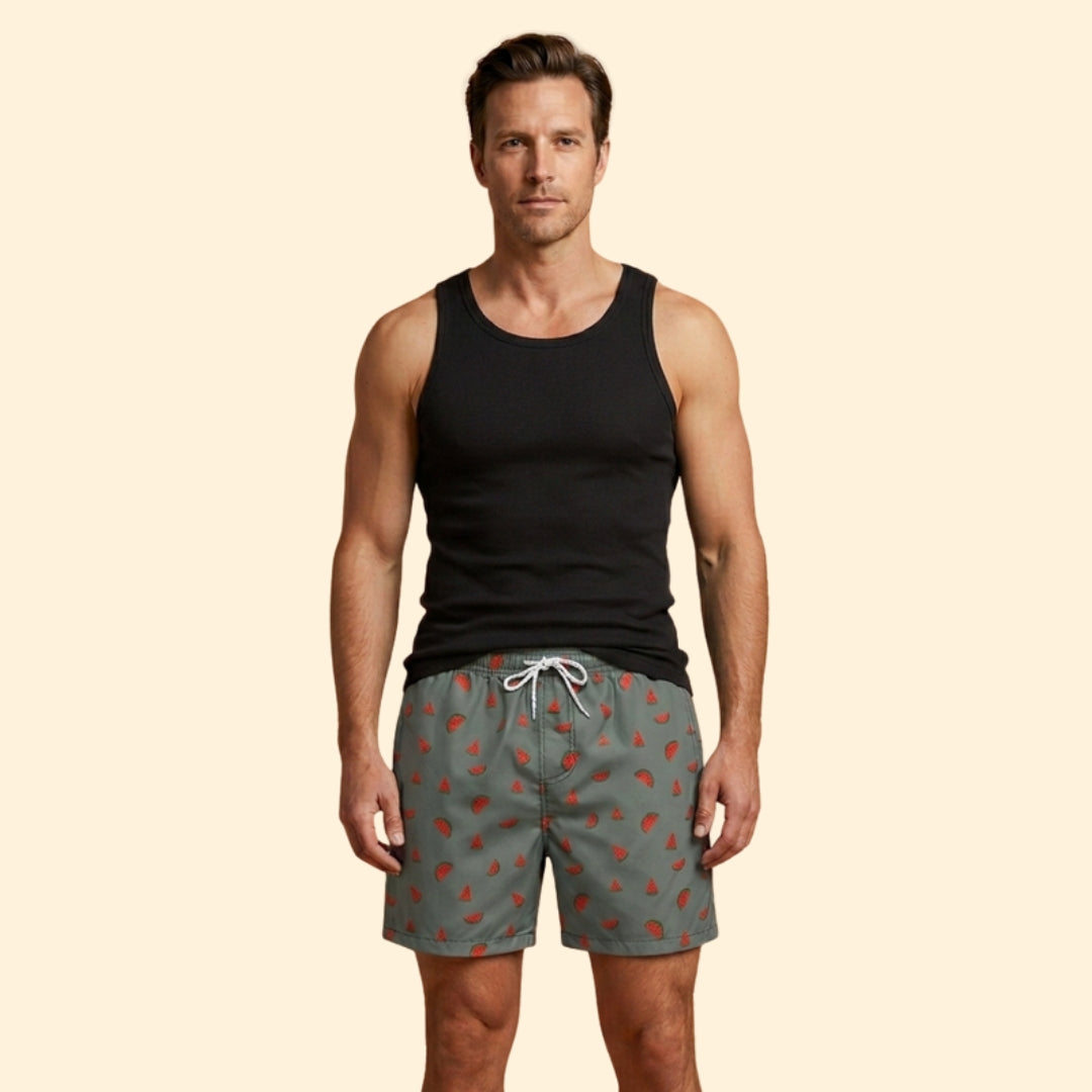 Men’s Printed Swim Shorts with Elastic Waistband