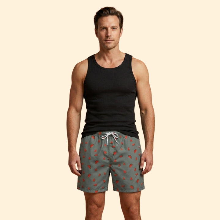 Men’s Printed Swim Shorts with Elastic Waistband