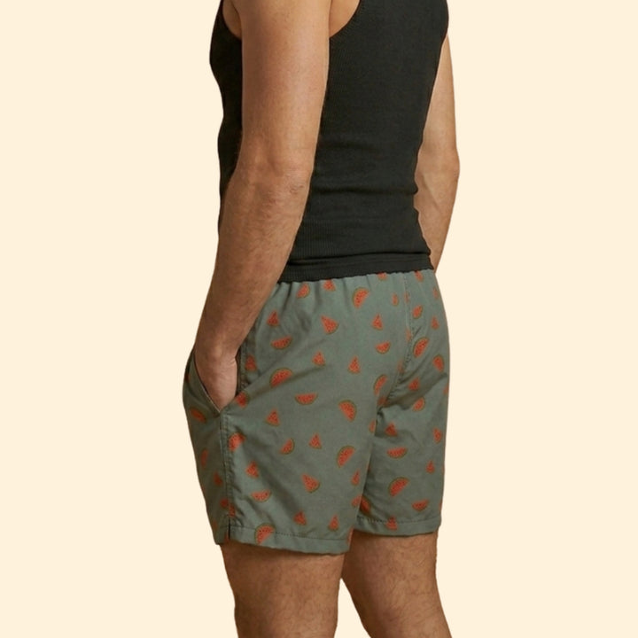 Men’s Printed Swim Shorts with Elastic Waistband