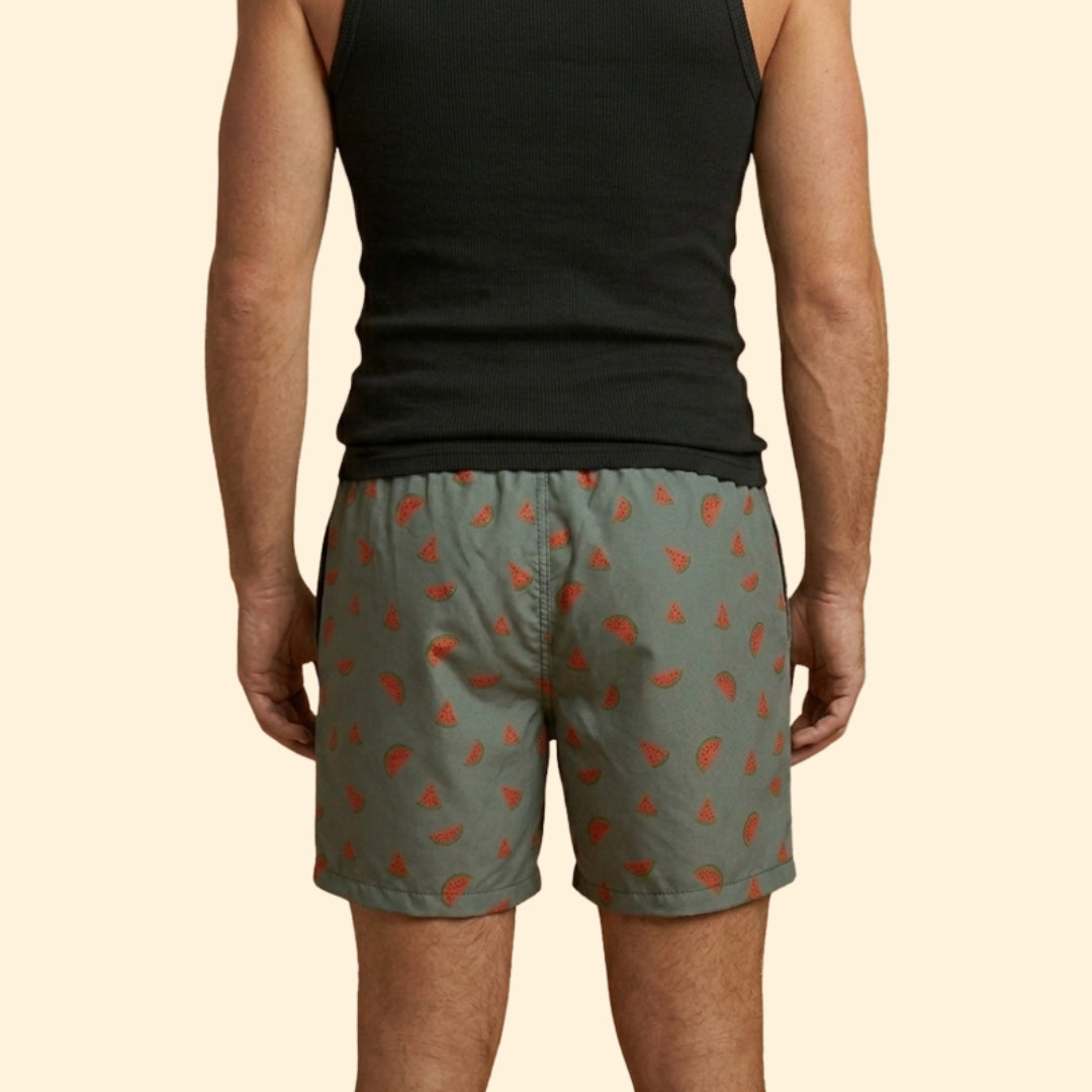 Men’s Printed Swim Shorts with Elastic Waistband