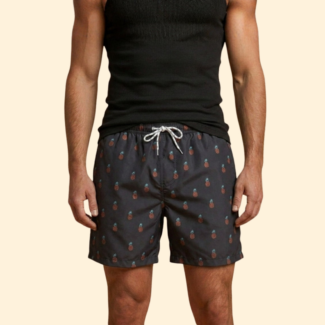 Men’s Printed Swim Shorts with Elastic Waistband