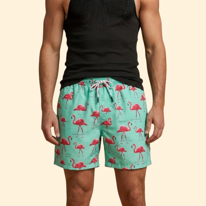 Men’s Printed Swim Shorts with Elastic Waistband