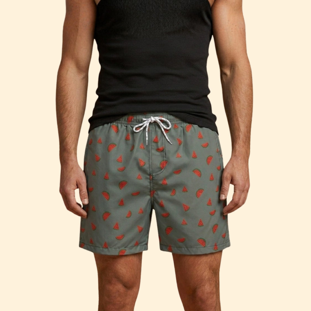 Men’s Printed Swim Shorts with Elastic Waistband