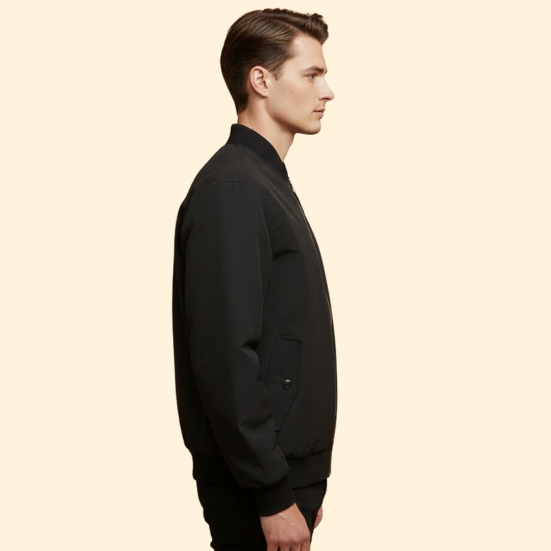 Men’s Casual Bomber Jacket with Front Zipper