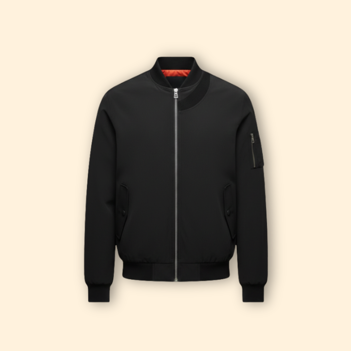 Men’s Casual Bomber Jacket with Front Zipper