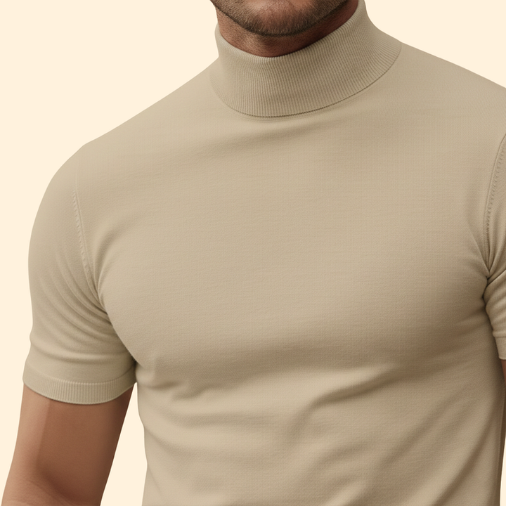 Men’s Roll-Neck T-Shirt with Short Sleeves