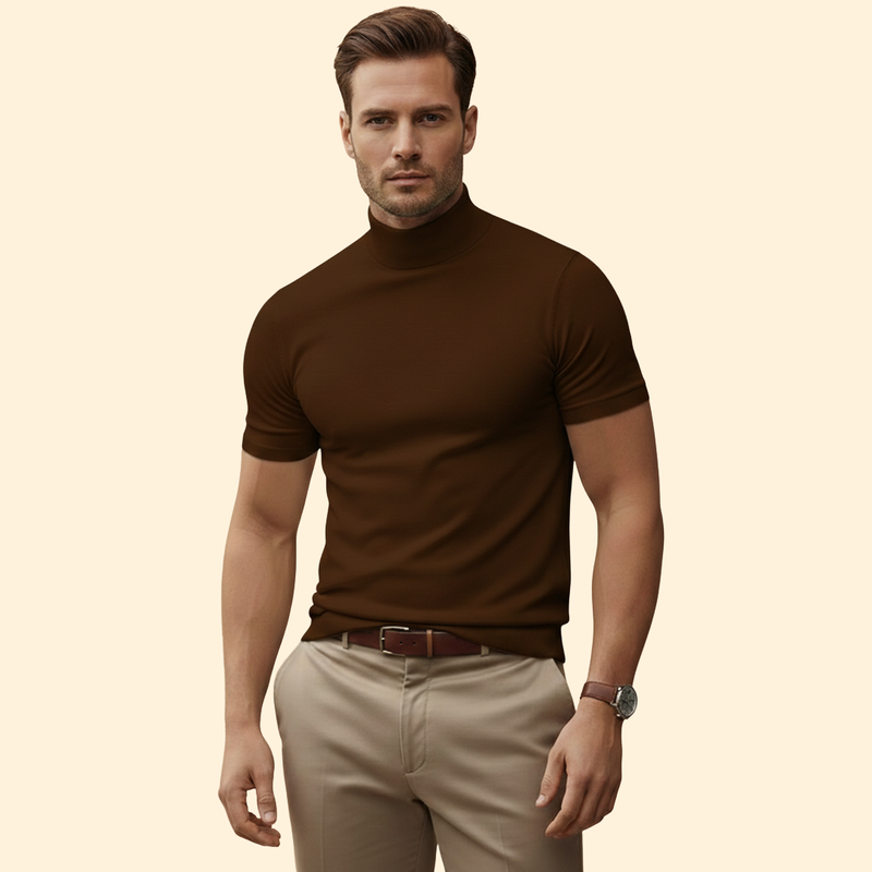 Men’s Roll-Neck T-Shirt with Short Sleeves