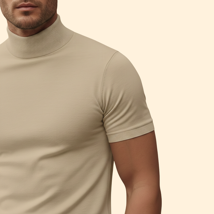 Men’s Roll-Neck T-Shirt with Short Sleeves