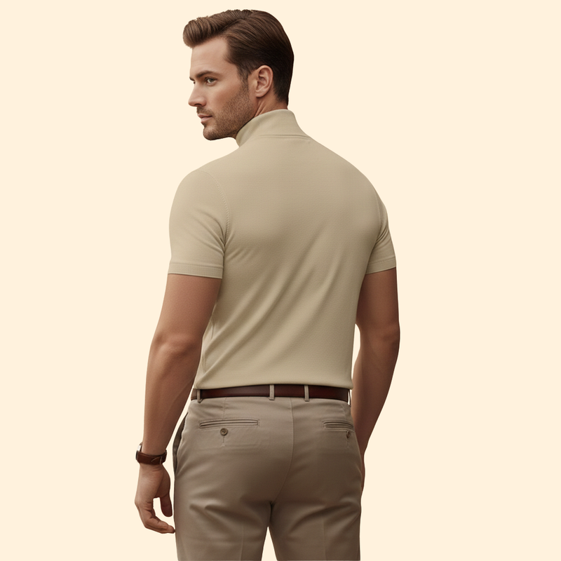 Men’s Roll-Neck T-Shirt with Short Sleeves