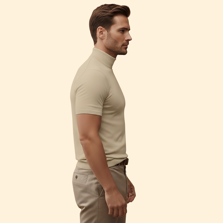 Men’s Roll-Neck T-Shirt with Short Sleeves
