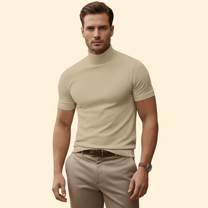 Men’s Roll-Neck T-Shirt with Short Sleeves