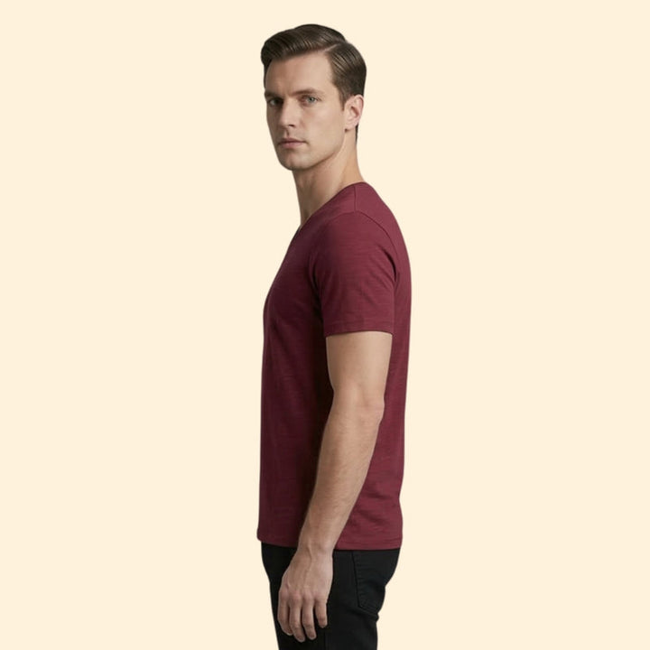 Men’s Short Sleeve Henley T-Shirt with Buttoned Neckline