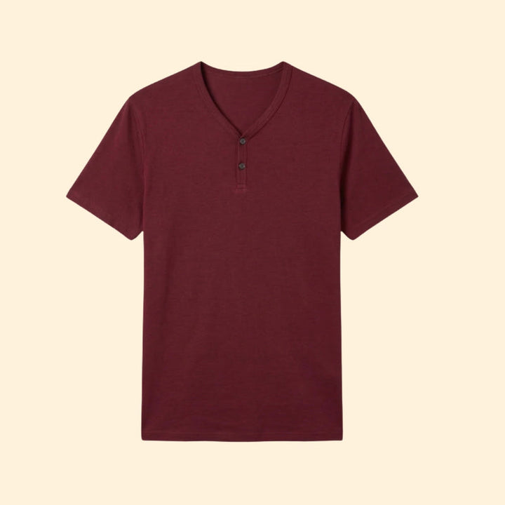 Men’s Short Sleeve Henley T-Shirt with Buttoned Neckline