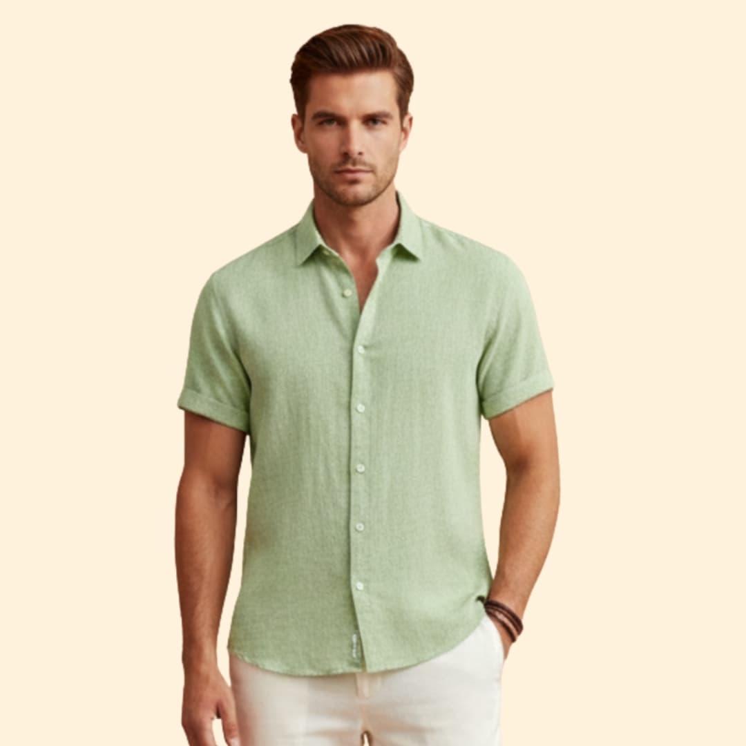 Men's Short Sleeve Shirt with Button Closure