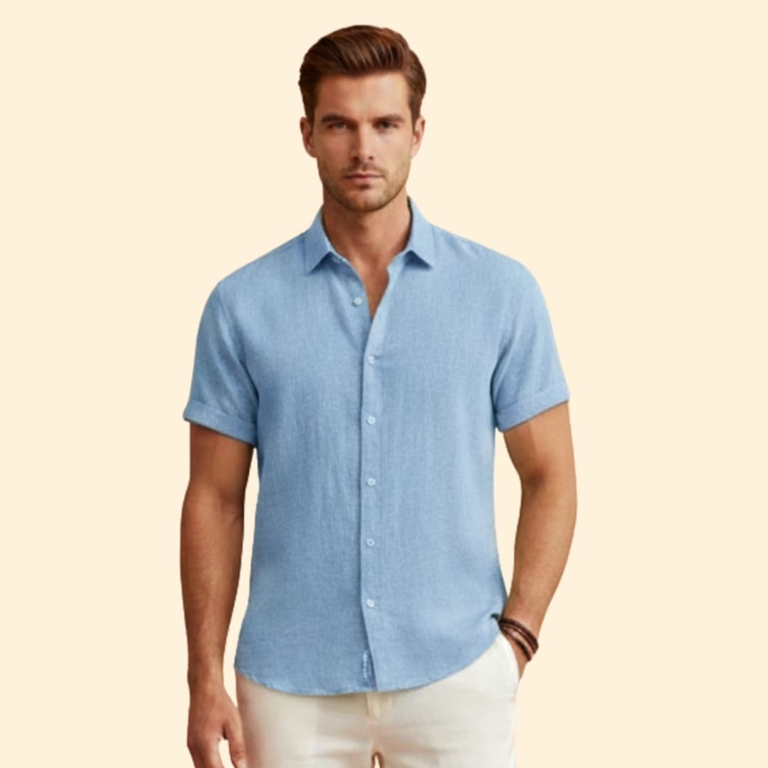 Men's Short Sleeve Shirt with Button Closure