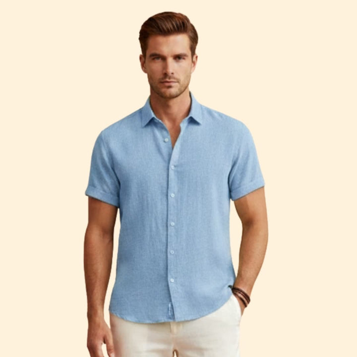Men's Short Sleeve Shirt with Button Closure