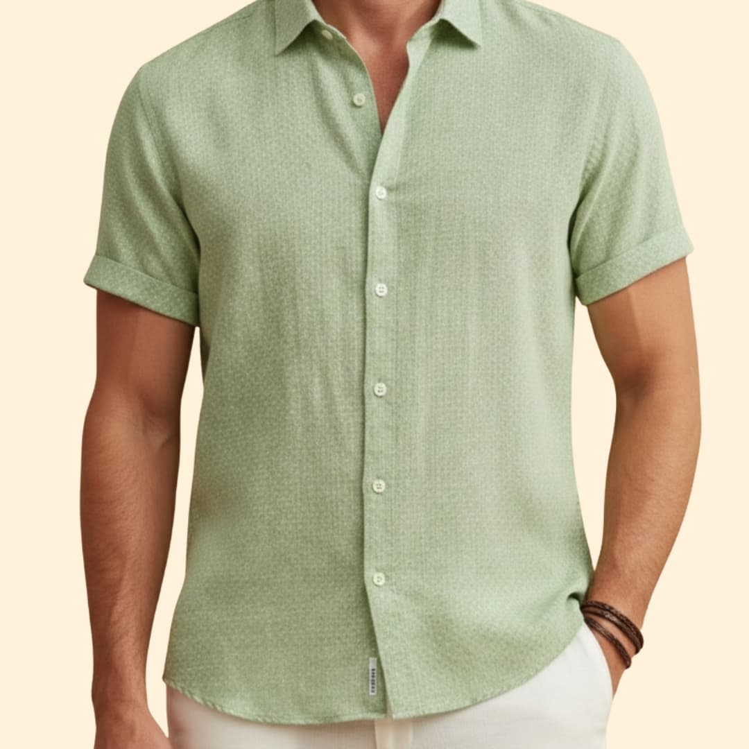 Men's Short Sleeve Shirt with Button Closure