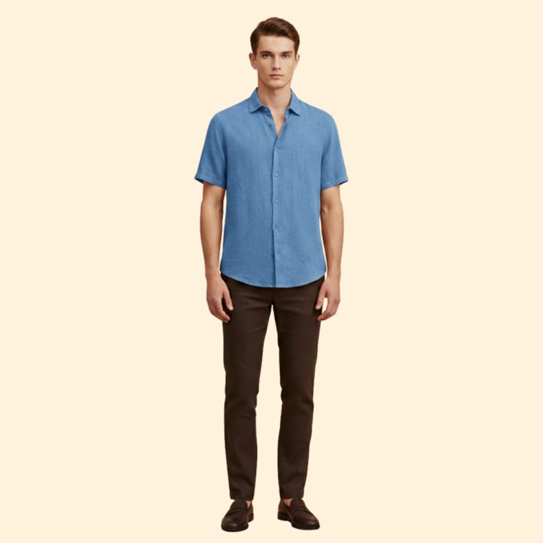 Men’s Short Sleeve Shirt with Button Closure
