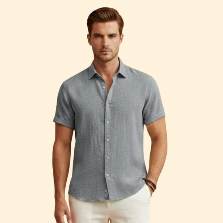 Men's Short Sleeve Shirt with Button Closure