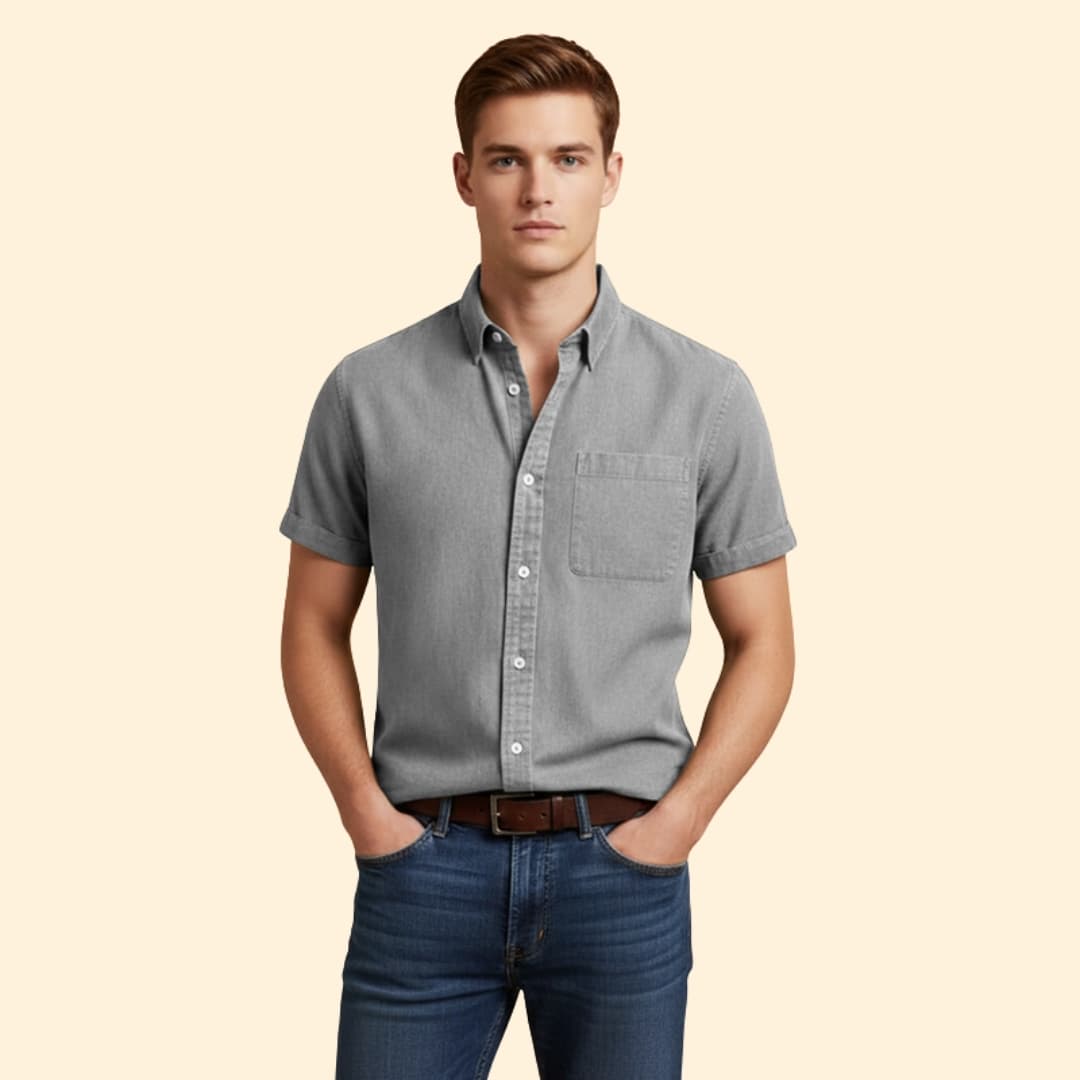 Men’s Short Sleeve Shirt with Chest Pocket