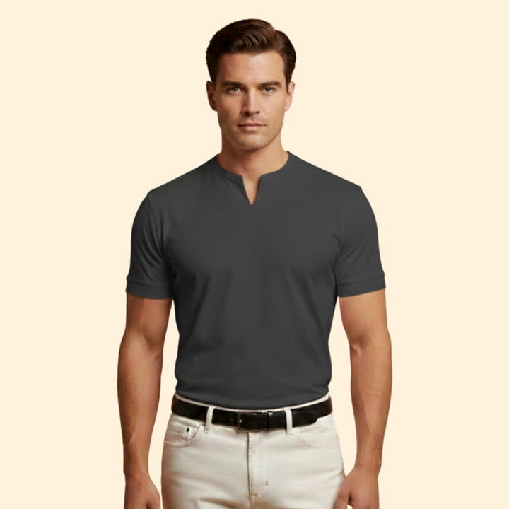 Tommy Men’s Short Sleeve Shirt with V-Neck Design