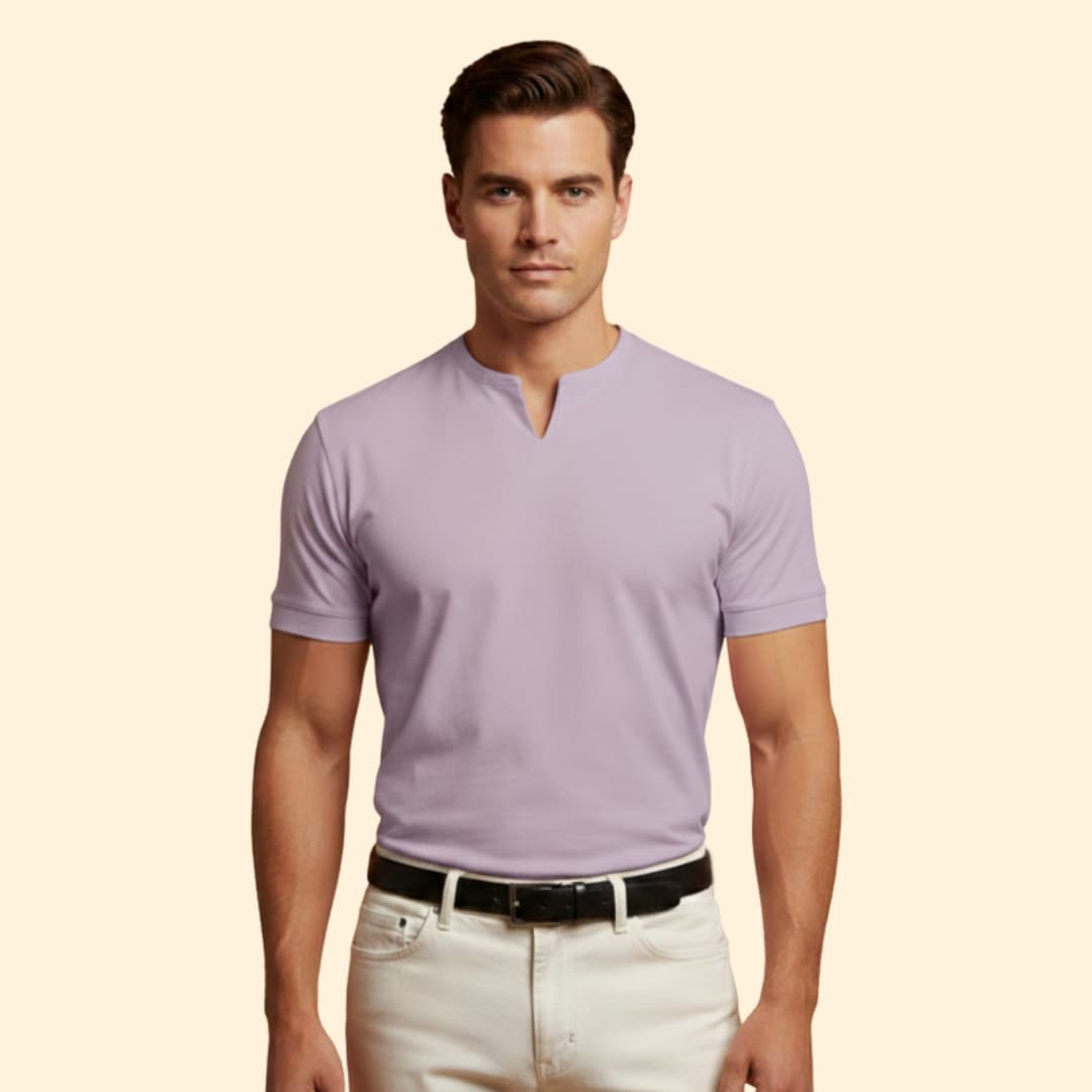 Tommy Men’s Short Sleeve Shirt with V-Neck Design