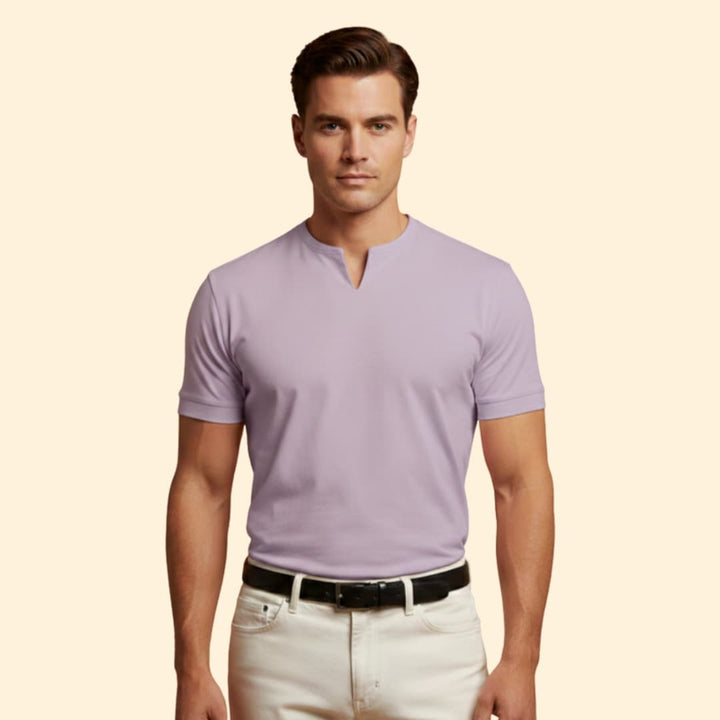 Tommy Men’s Short Sleeve Shirt with V-Neck Design