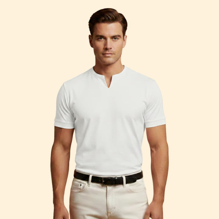 Tommy Men’s Short Sleeve Shirt with V-Neck Design