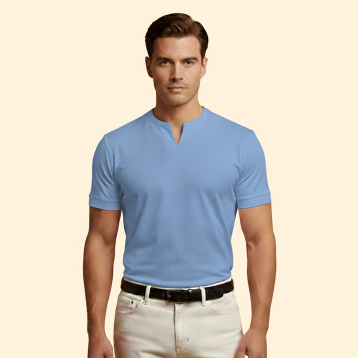 Tommy Men’s Short Sleeve Shirt with V-Neck Design
