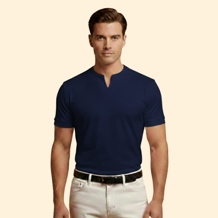 Tommy Men’s Short Sleeve Shirt with V-Neck Design