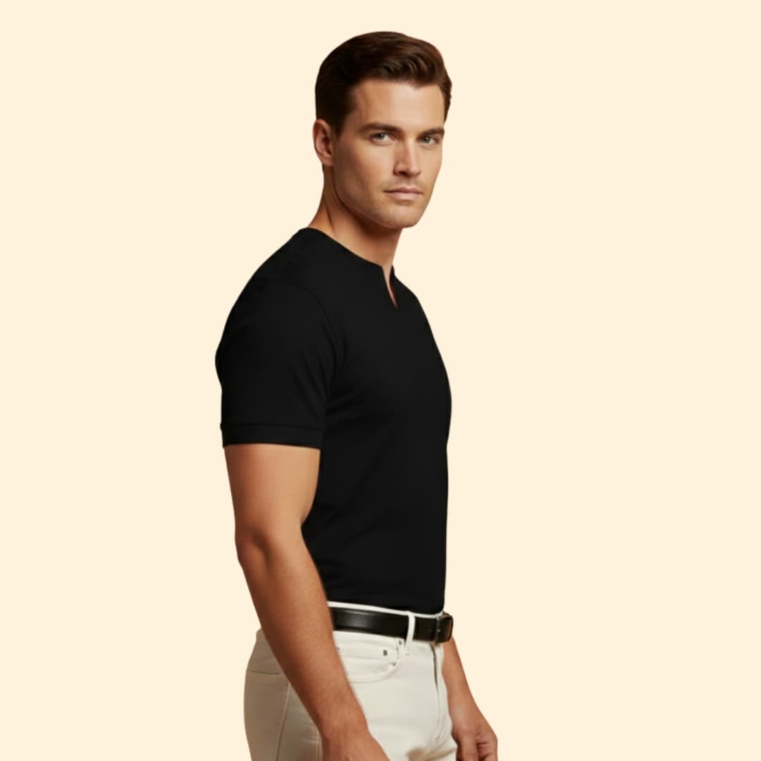 Tommy Men’s Short Sleeve Shirt with V-Neck Design