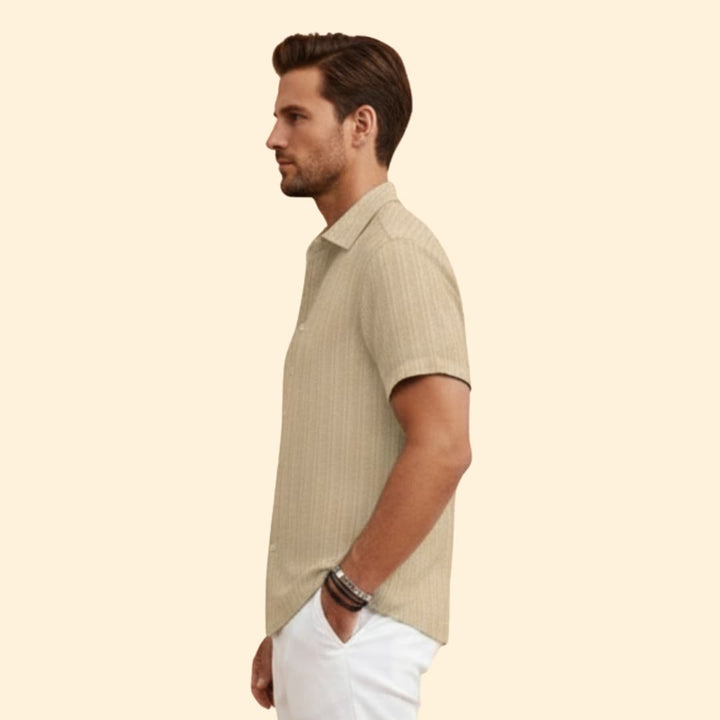Men’s Short Sleeve Shirt with Vertical Stripes