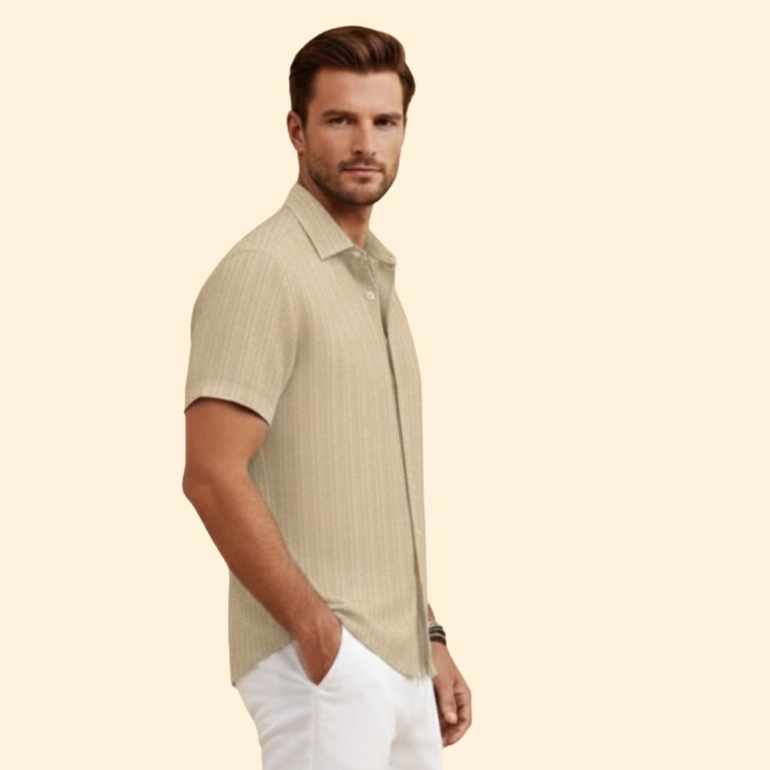 Men’s Short Sleeve Shirt with Vertical Stripes
