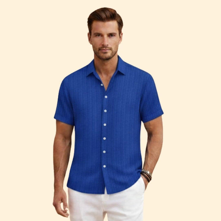 Men’s Short Sleeve Shirt with Vertical Stripes