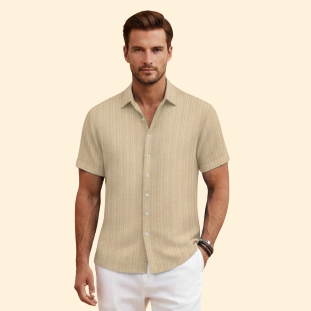 Men’s Short Sleeve Shirt with Vertical Stripes
