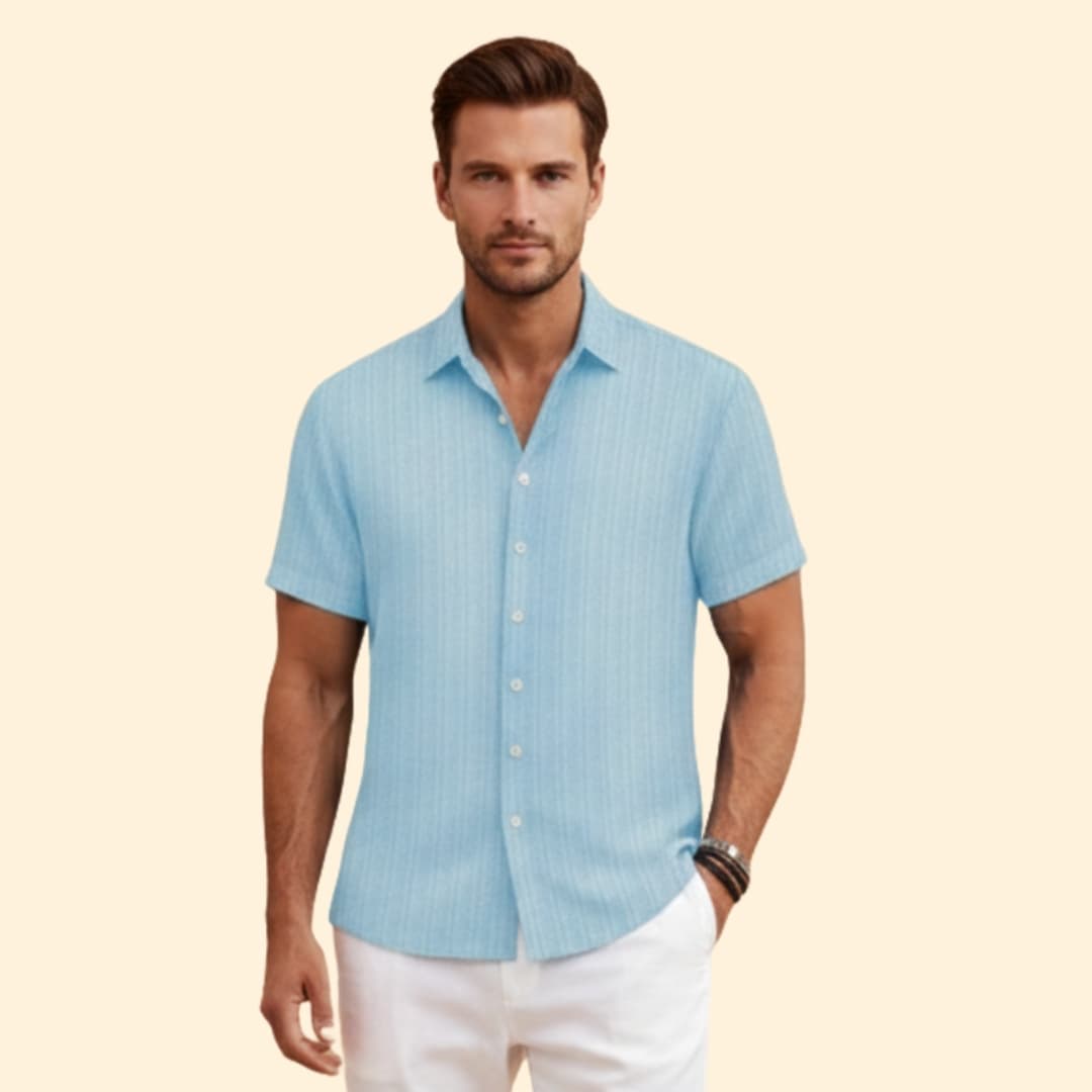 Men’s Short Sleeve Shirt with Vertical Stripes