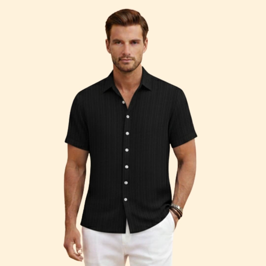 Men’s Short Sleeve Shirt with Vertical Stripes