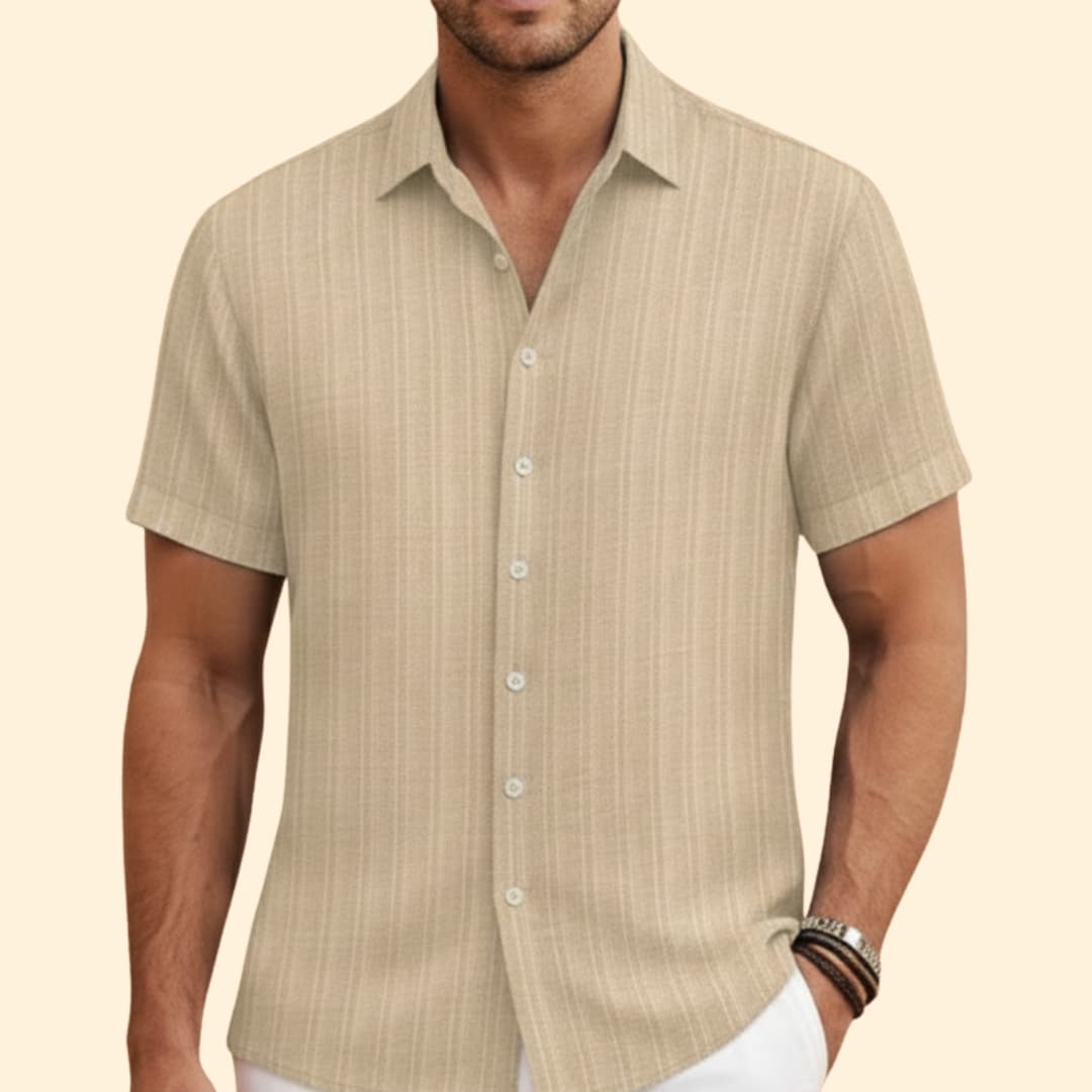 Men’s Short Sleeve Shirt with Vertical Stripes