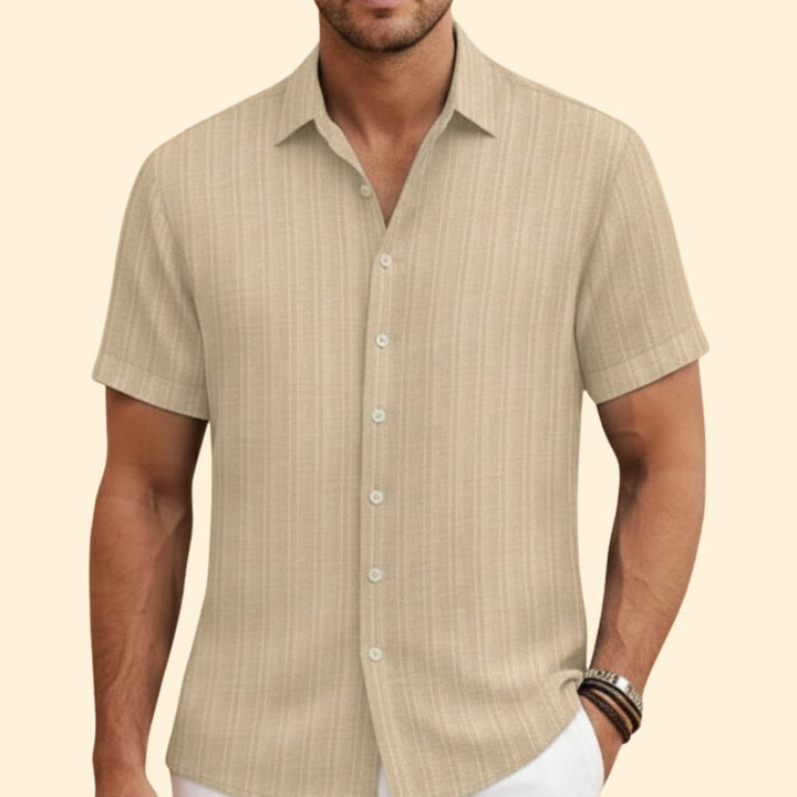 Men’s Short Sleeve Shirt with Vertical Stripes