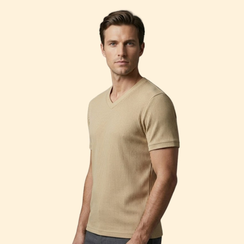 Men's Short Sleeve T-Shirt with V-Neck
