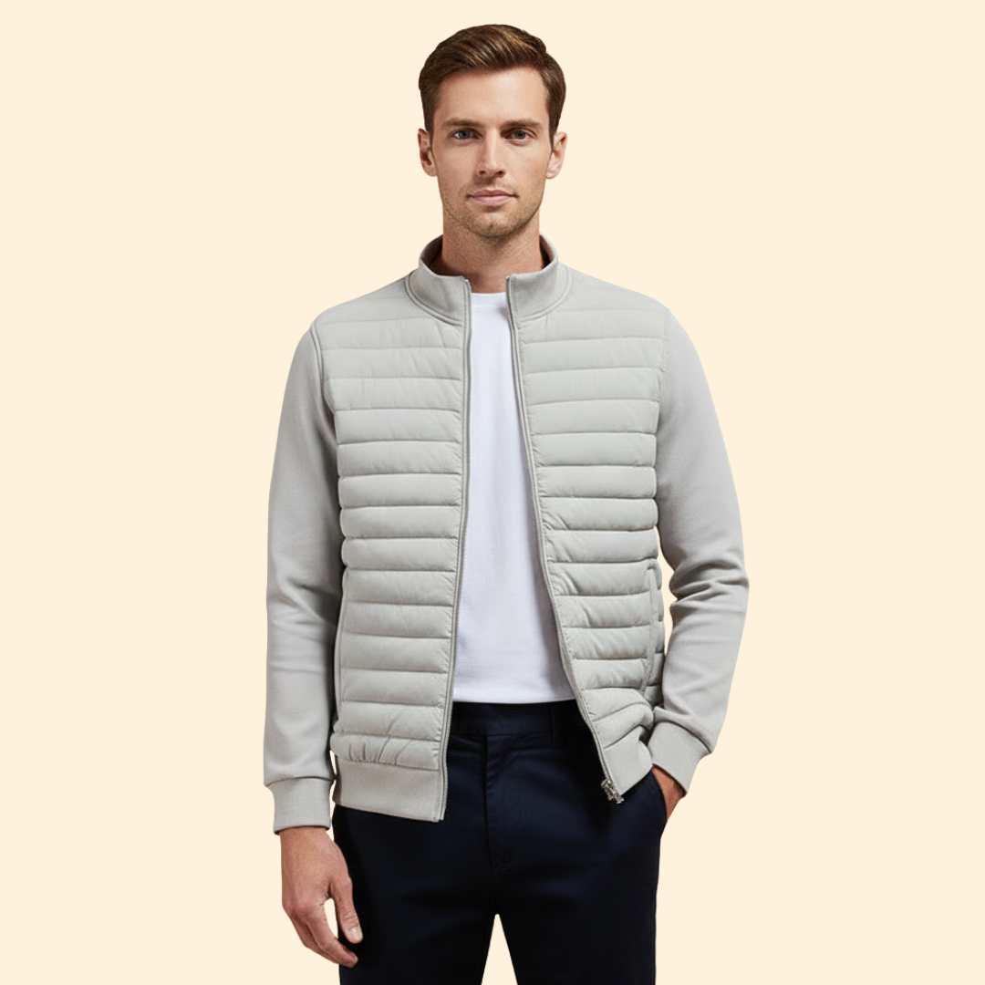 Men’s Padded Bomber Jacket with Zip Closure