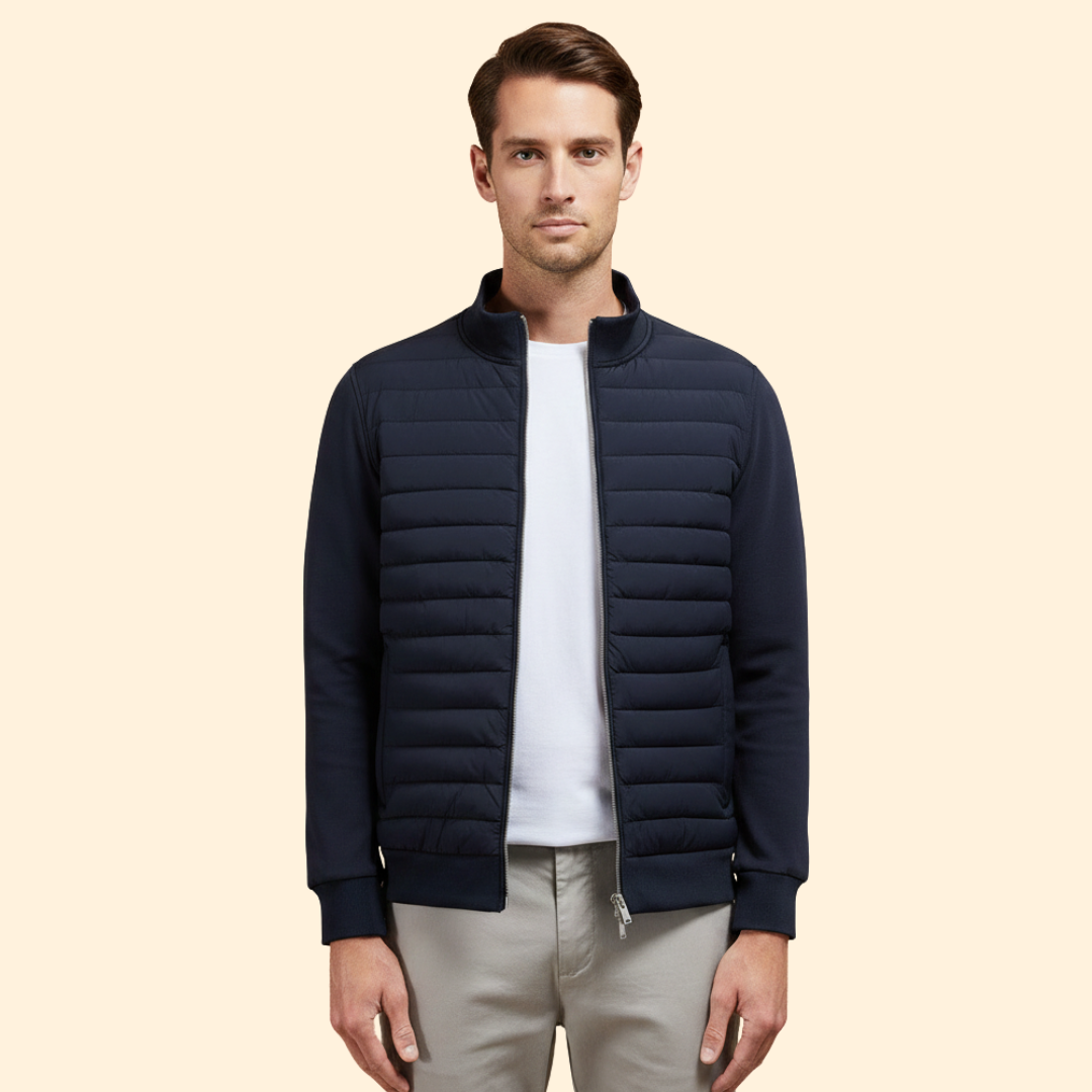 Men’s Padded Bomber Jacket with Zip Closure