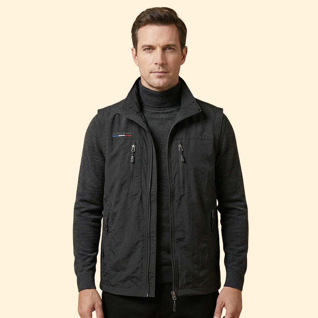 Men’s Sleeveless Jacket with Multi-Pocket Design