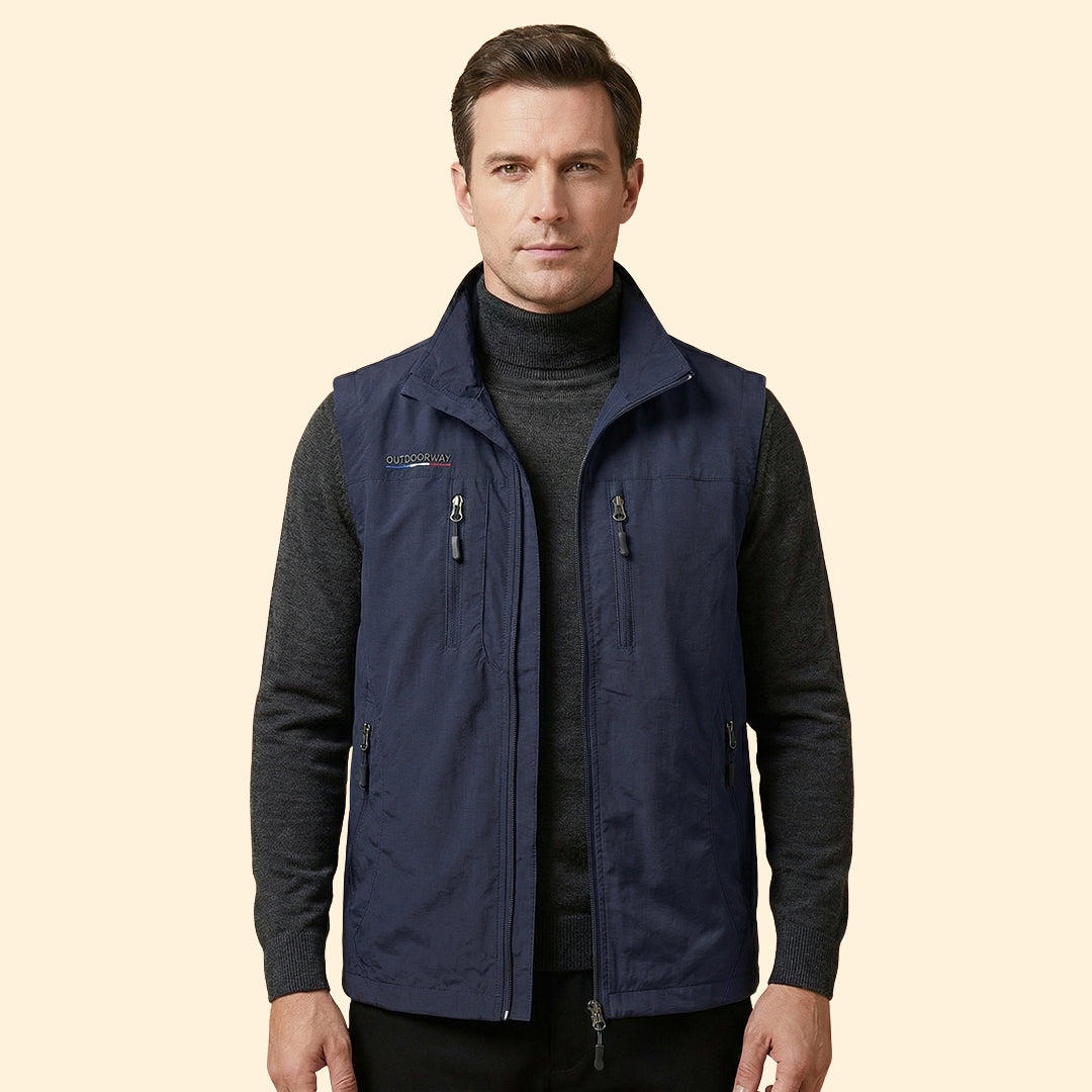 Men’s Sleeveless Jacket with Multi-Pocket Design