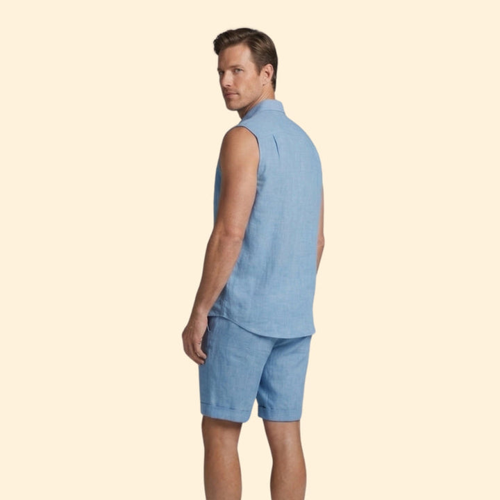 Men’s Sleeveless Shirt and Drawstring Shorts Set