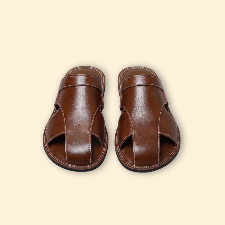 Men's Slide Sandals with Topstitching